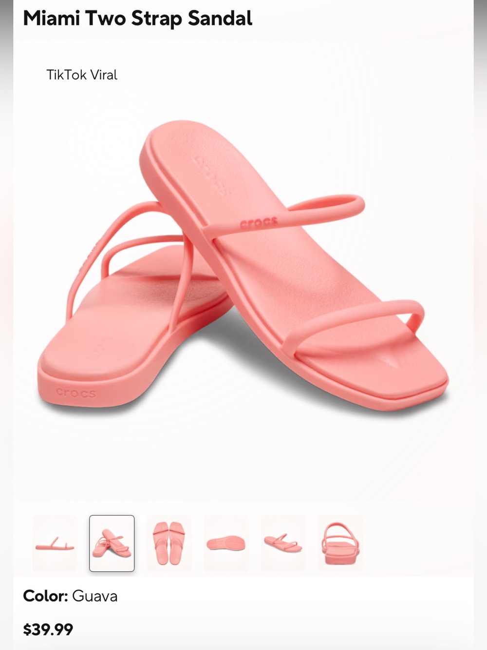 CROCS Miami Two Strap Sandal - Guava